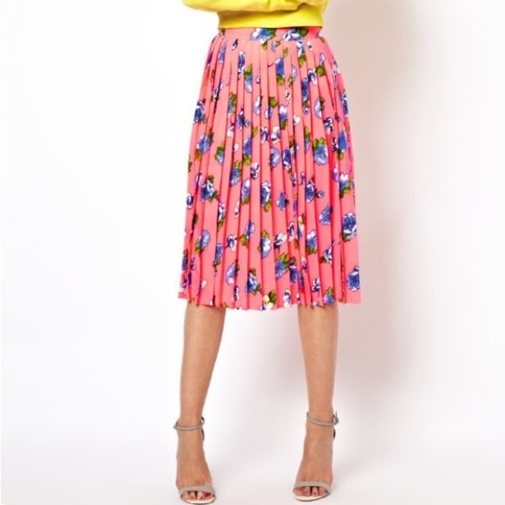 ASOS Pink Floral Midi Skirt